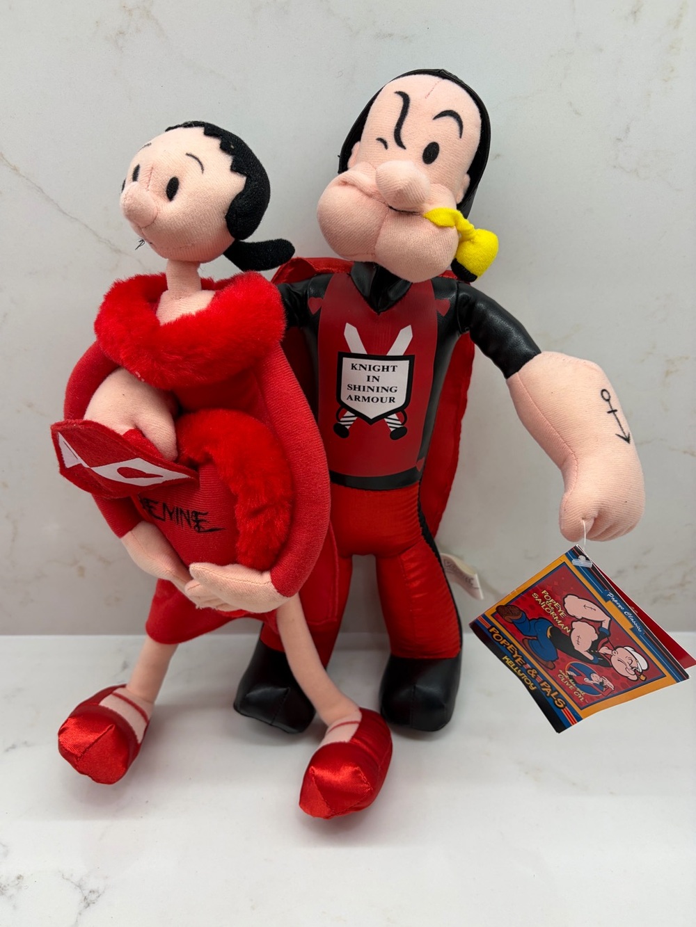 Rare Vintage Kellytoy Popeye & Olive Oyl Plush Duo Knight in Shining Armour 2004